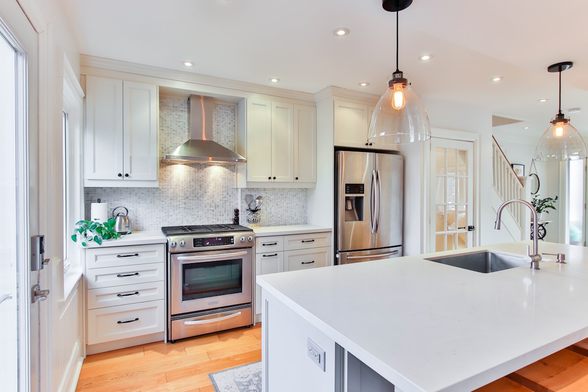 Custom white shaker kitchen with island